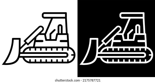 Illustration Vector Graphic of bulldozer vehicle, construction equipment, work icon