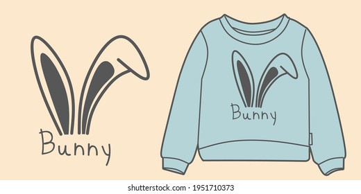 Illustration vector graphic of bunny design on sweater, perfect for t-shirts design, clothing, hoodies, women thrift. 