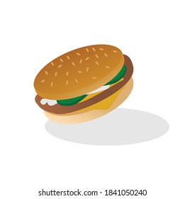 illustration vector graphic of burger, cute and trendy. Perfect icon your food business, mascot food 