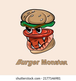 Illustration Vektorgrafik von Burger Monster gut für Logo Mascot Food Store, Dekoration