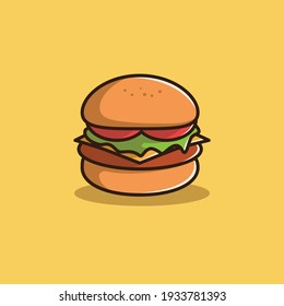 Illustration vector graphic of a burger. Perfect for menu books, posters, banners, etc.