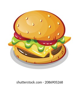 Illustration vector graphic of Burger. We love burger lets eat together! Good for children, educational, Sticker, etc