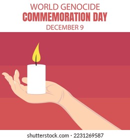 illustration vector graphic of a burning candle held by hand, perfect for international day, world genocide commemoration day, celebrate, greeting card, etc.
