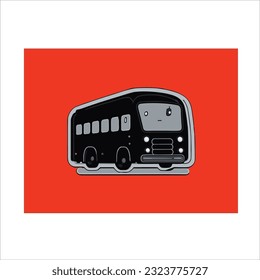 Illustration Vector Graphic of bus, black color, red back ground.