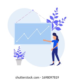 Illustration vector graphic of business women presenting the results of their good performance for business concepts.