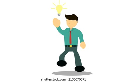 illustration vector graphic of  businessman with idea bulb good for work business, education, etc