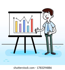 Illustration Vektorgrafik von Business man Präsentation Vector. Perfekt für Business-Website, Bildung, Schule, Kurs, Broschüre, Illustration sozialer Medien usw.