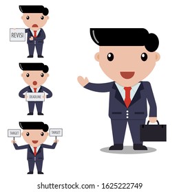 Illustration vector graphic of businessman work process the process of working to achieve success .Good for template,web,mascot,etc.