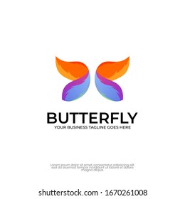 illustration vector graphic butterfly logo with gradient logo, fit for your logo business