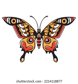Illustration vector graphic of butterfly in old school style. Perfect for tattoo,tshirt,sticker,logo,albumcover,book cover,etc.