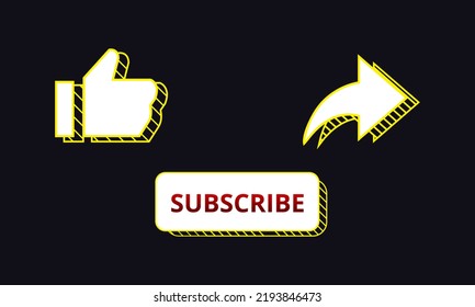 Illustration Vector Graphic For Button Like, Share, Subscribe Icon, Doodle Drawing Style. Suitable For Vlog Assets.