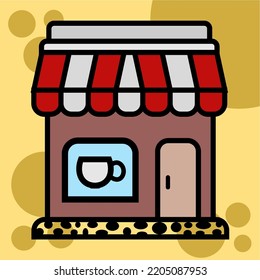 Ilustración Vector Gráfico de la construcción de cafés, café de tienda, icono de tienda