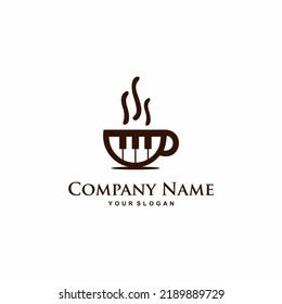 Illustration vector graphic of cafe music or piano Coffe logo design template is simple and unique. perfect for business, restaurant, cafe,etc