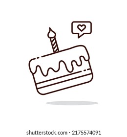 Illustration vector graphic of Cake. Cake line art style isolated on a white background. The illustration is suitable for book menus, banners, flyers, stickers, cards, etc.