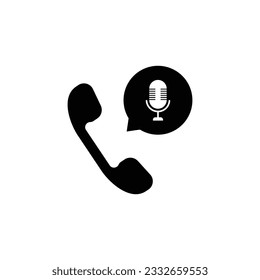 illustration vector graphic of call recording, icon phone and mic, suitable used for smartphone menu, app, website, online meeting, and etc