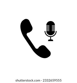 ilustración vectorial de grabación de llamadas, icono de teléfono y micrófono, adecuado para menú de smartphone, aplicación, sitio web, reunión en línea, etc
