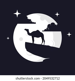 Illustration Vektorgrafik von Camel mit Mondhintergrund. Perfekt für T-Shirt oder Event