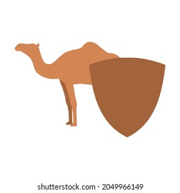 Gráfico vectorial de ilustración del logotipo del Escudo del camello. Perfecto para la compañía tecnológica