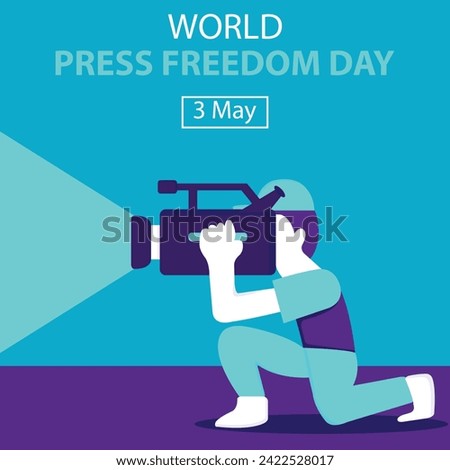 illustration vector graphic of a cameraman is covering the news, perfect for international day, world prees freedom day, celebrate, greeting card, etc.