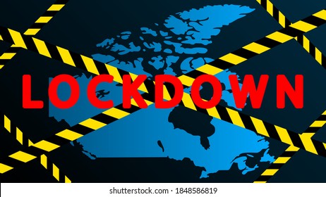 Gráfico vectorial de ilustración de Bloqueo de Canadá.Bloqueo con mapa y cinta de barrera.