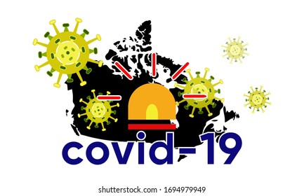 Illustration vector graphic of Canada map and icon alarm. COVID-19, 2019-nCoV, Virus corona vectors. Corona virus outbreak with Canada map. vector illustration EPS10.