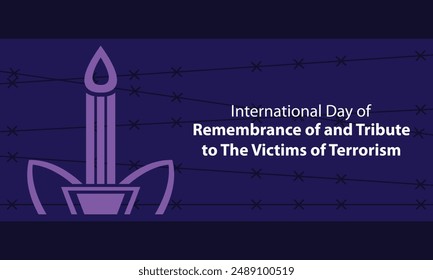 illustration vector graphic of candle symbol and wire fence silhouette, perfect for international day, remembrance of the tribute, the victims of terrorism, celebrate, greeting card, etc.