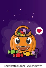 illustration vector graphic candy bucket in Halloween cover  suitable for poster  cover  drawing book  clipart   sticker  etc  
