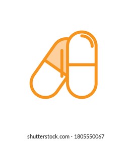 Ilustración Gráfica vectorial de la plantilla de icono de la cápsula. Apto para medicina, farmacia, medicamentos, vitamina, etc.