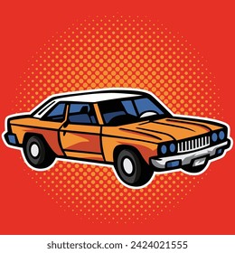 
Gráfico vectorial de ilustración del coche en estilo de arte pop