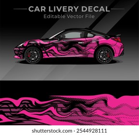 Ilustração vetor gráfico de decalque de envoltório de carro com cor rosa preta. Design de fígado para carro de corrida, Concurso ou uso diário