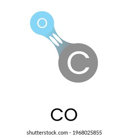 Illustration vector graphic of Carbon Monoxide (CO) molecule, good for item science and chemistry content.