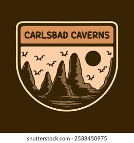 Illustration vector graphic of CARLSBAD CAVERNS NATIONAL PARK BADGE LOGO DESIGN VECTOR ILLUSTRATION for apparel design merchandise, such as logos on product packaging