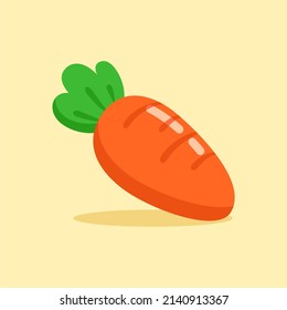 Illustration Vector Graphic Of Carrot. Carrot Flat Style Isolated On An Orange Background. The Illustration Is Suitable For Web Landing Page Banners, Flyers, Stickers, Cards, Etc.