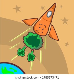 Illustration vector graphic a Carrot who own a rocket wing and flying to the green space
good for fresh vegetable icon for kids