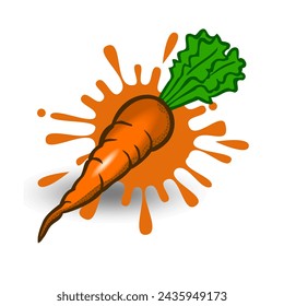 Illustration vector graphic of carrots and a splash of orange water