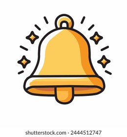 Illustration Vector Graphic Cartoon of a Bell Icon, Representing Notification, Alert, and Celebration in a Playful and Vibrant Style