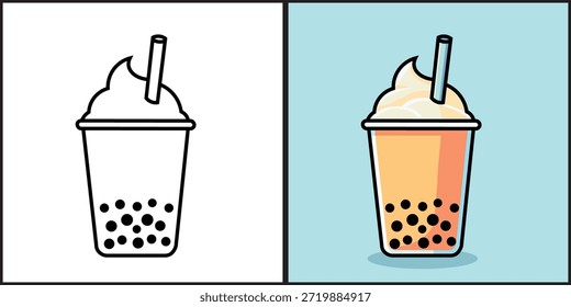 	
Illustration Vektor Grafik Cartoon von Blase Tee mit Schlagsahne Topping