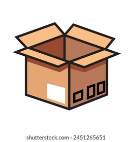 
Illustration Vector Graphic Cartoon of a Cardboard Box Icon, Depicting Packaging, Shipping, and Storage in a Simple and Playful Design
