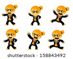illustration vector graphic cartoon character of chibi women