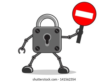 illustration vector graphic of cartoon character lock symbol bring forbidden sign