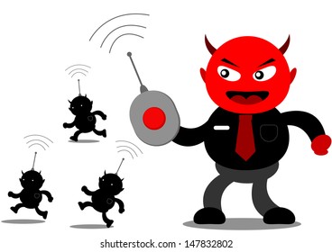 illustration vector graphic of cartoon character devil businessman