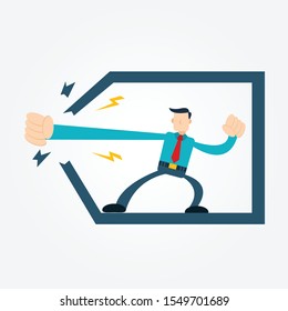 Illustration vector graphic cartoon character of businessman showing power with his punch