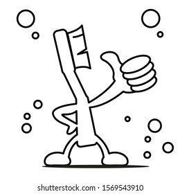 Illustration vector graphic cartoon character of brush teeth in line art style for children coloring book