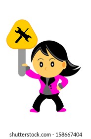 illustration vector graphic cartoon character of chibi businesswoman