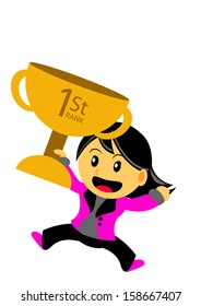 illustration vector graphic cartoon character of chibi businesswoman