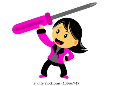 illustration vector graphic cartoon character of chibi businesswoman