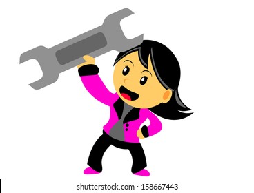 illustration vector graphic cartoon character of chibi businesswoman