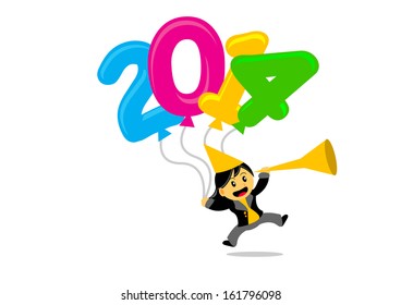Illustration vector graphic cartoon character new year themes 