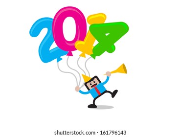 Illustration vector graphic cartoon character new year themes 