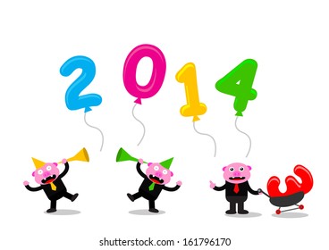 Illustration vector graphic cartoon character new year themes 